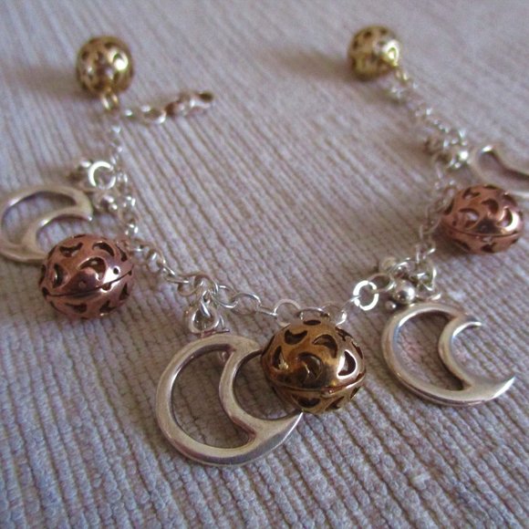 Sterling Silver & Rose Gold Half Moon Bracelet - Picture 7 of 7